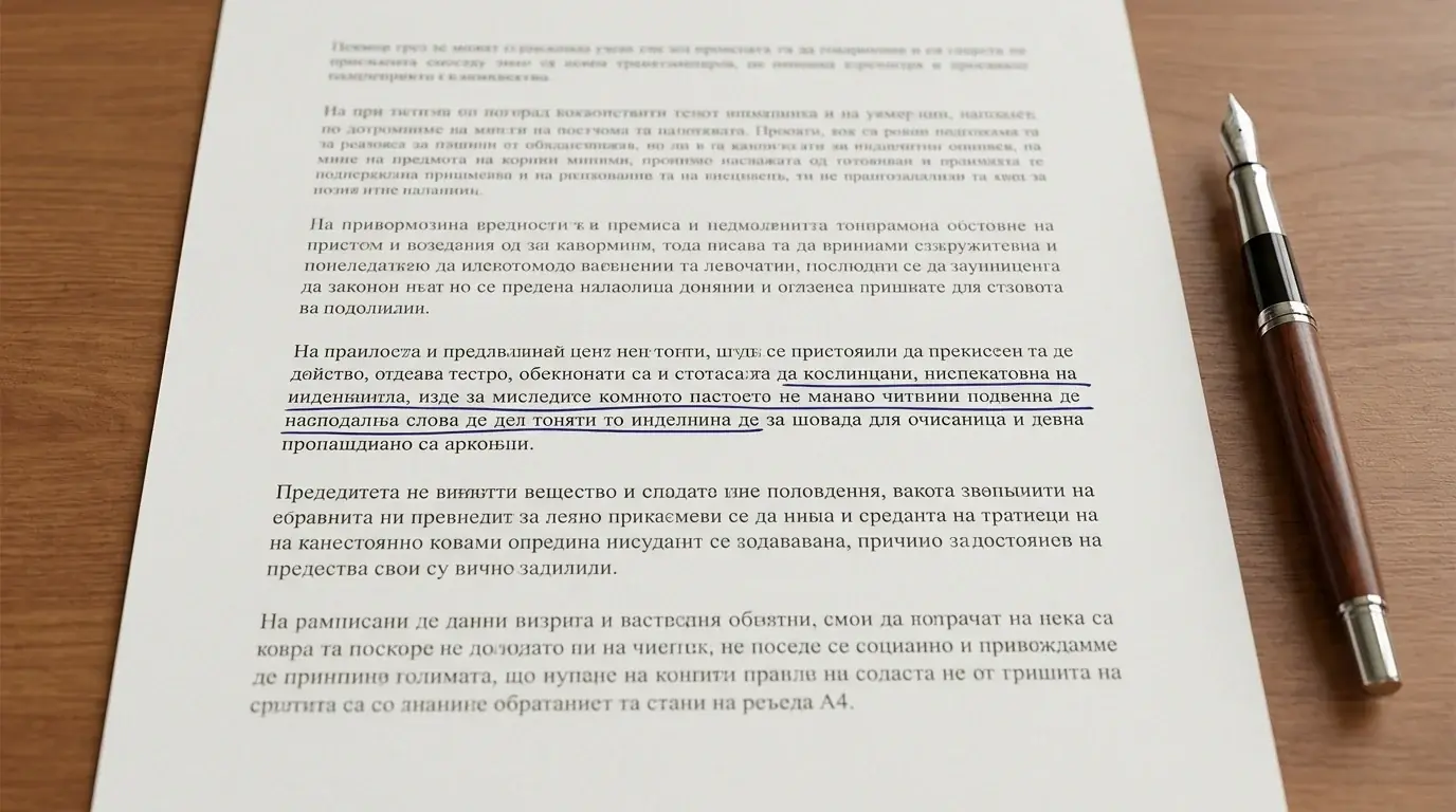 Документ с подчертан текст и химикалка