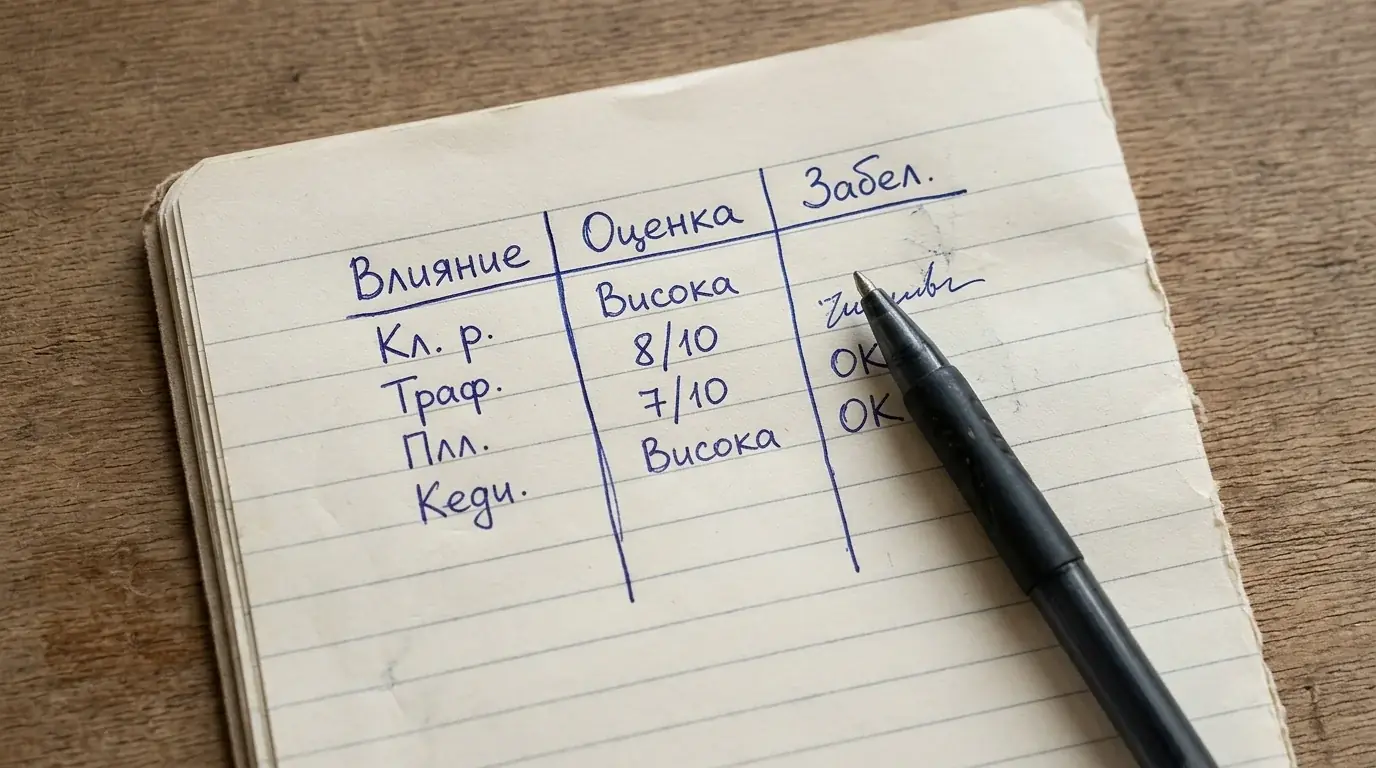 Бележник с проста таблица за анализ