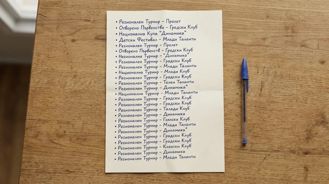Дълъг списък от събития на лист хартия
